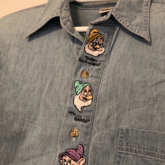 Vintage The Disney Catalog seven dwarfs denim button up size Large - Picture 4 of 8